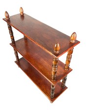 Antique Wooden Mahogany Victorian Three Tiered Shelf Display Stand / Whatnot