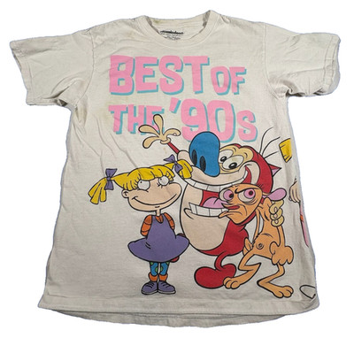 Nickelodeon Best Of The 90s T Shirt Cartoon Ren Stimpy Rugrats Rockos sz M (A29)