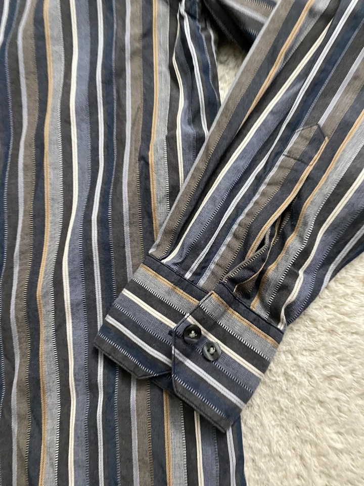 Camisa Concepts by Claiborne Hombres Rayas Manga Larga Abotonada Multicolor Talla M Foto 3 de 4