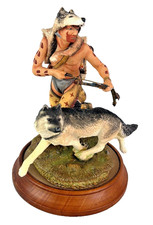 Franklin Mint Wolf Runner by R. Murphy, Porcelain Hand Painted Figure on stand