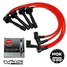 Vms Racing 98-02 Accord 4cyl 10.2mm Spark Plug Wires Set Ngk V-power Plugs Red