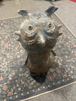 Owl Art Sculpture Made In Thailand Hand Painted Ceramic Currey & Company