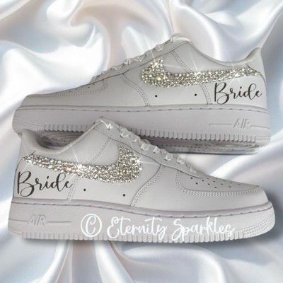 Custom Nike Air Force 1 AF1's White Crystal Bling Hochzeits-, Braut-, Brautschuhe