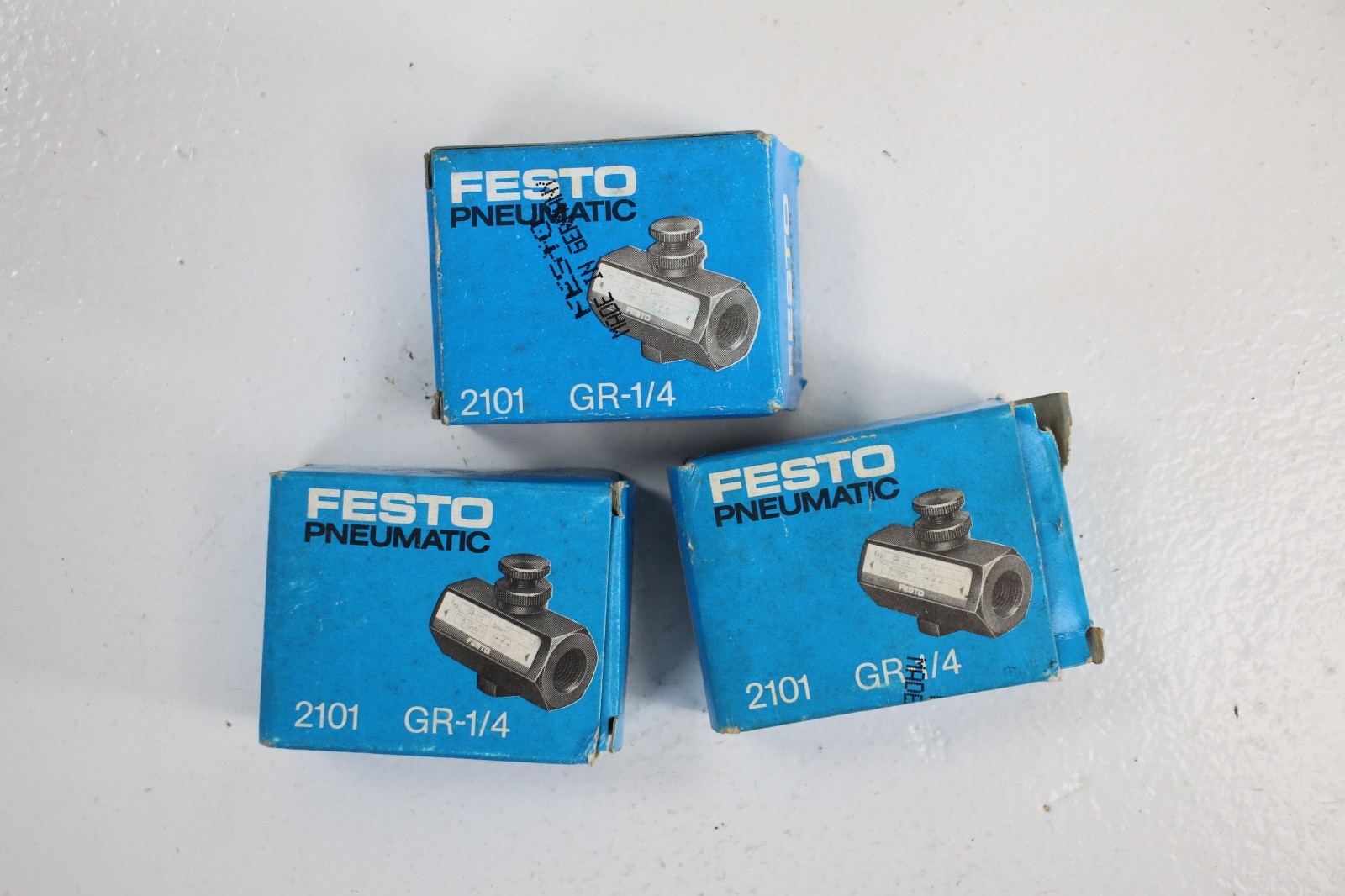 Festo GR-1/4 Flow Control Valve 0-10 Bar Series 10 91 lot 3 units