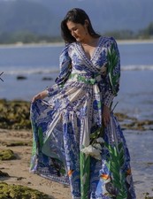 JUA JUA By Fiorella B Maxi Amazon Boutique Resort Dress “Farm Rio Style” Sz XL