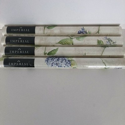 Lot of 4 Imperial Wallcoverings Floral Wallpaper Lavender Hydrangea Sealed 56 ft