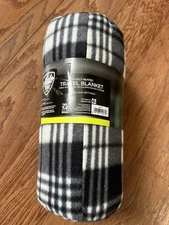Auto Drive 12-volt Heated Travel Blanket w/Tote,57"x39" black/white plaid,fleece