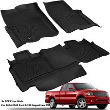 For 2004 2005 2006 2007 2008 Ford F-150 Supercrew Cab Tpe Floor Mats Cargo Liner