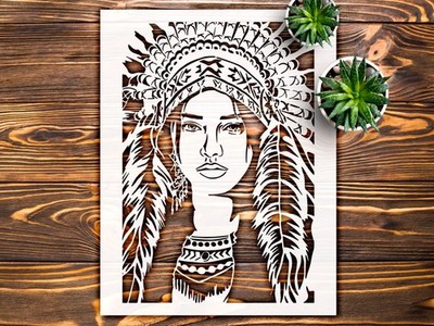 Elegant Woman Silhouette Stencil Design for Creative Crafting - StencilAir