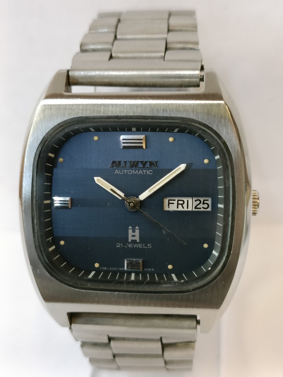 ALLWYN AUTOMATIC 21 JEWELS BLUE DIAL Y381-5003 INDIA MEN'S WORKING