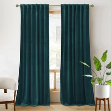 Velvet Curtains 2 Panels Set 90 inches - Super Soft Durable Window Drapes Roo...