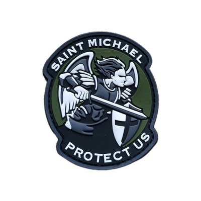 Saint Michael Protect us | Patch Klett Aufnäher | Polizei Bundespolizei PVC Grün