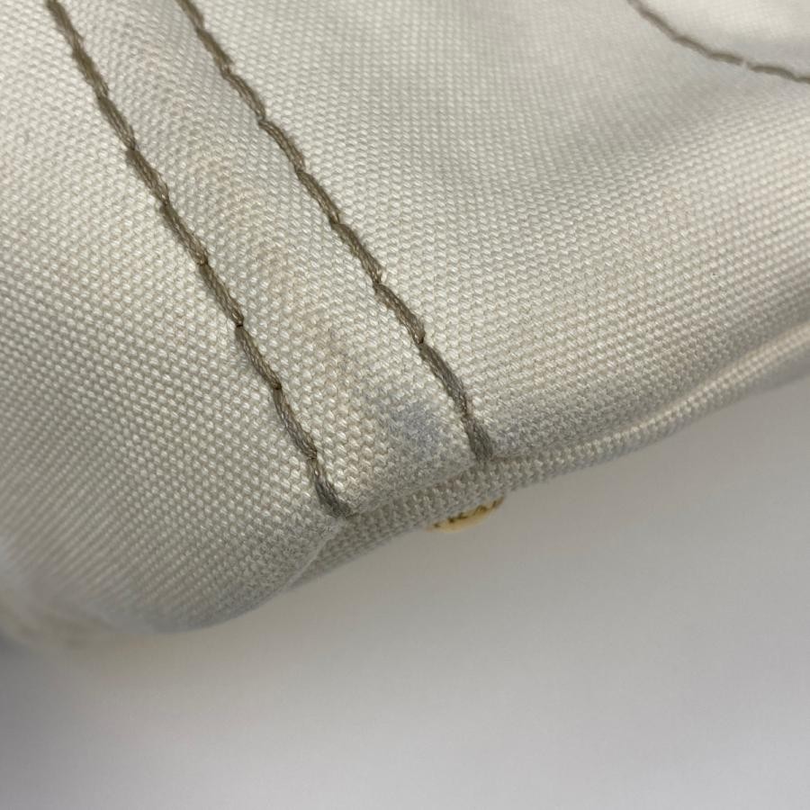 PRADA Canapa Tote Handbag Plate Canvas White 35cm #BS1985 thumbnail 3