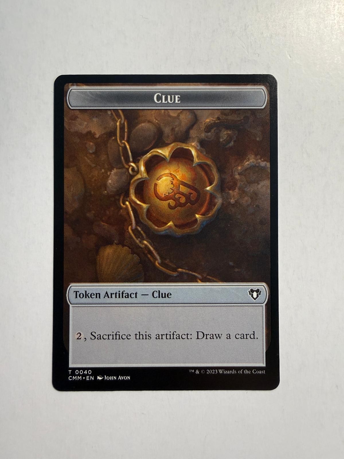 Clue/Demon Double-Sided Token 40/15 MTG Commander Masters