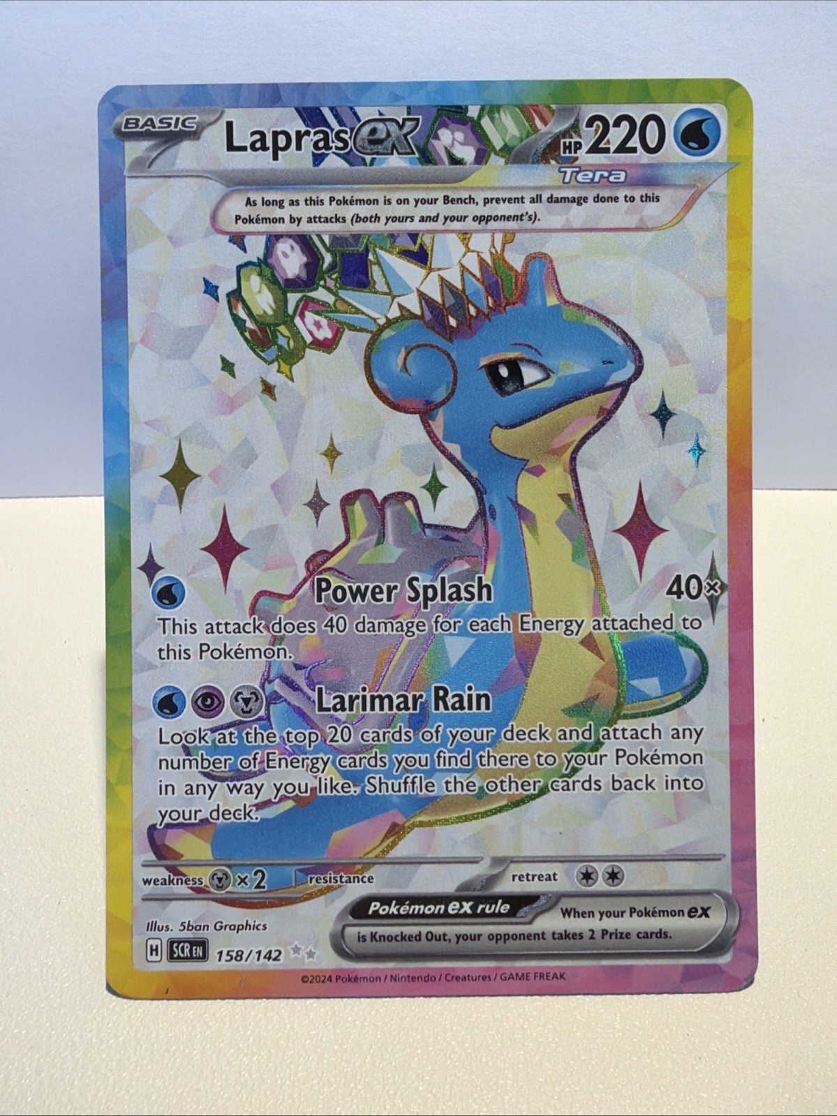 Pokémon Lapras ex Ultra Rare 158/142 SCR SV07: Stellar Crown NM