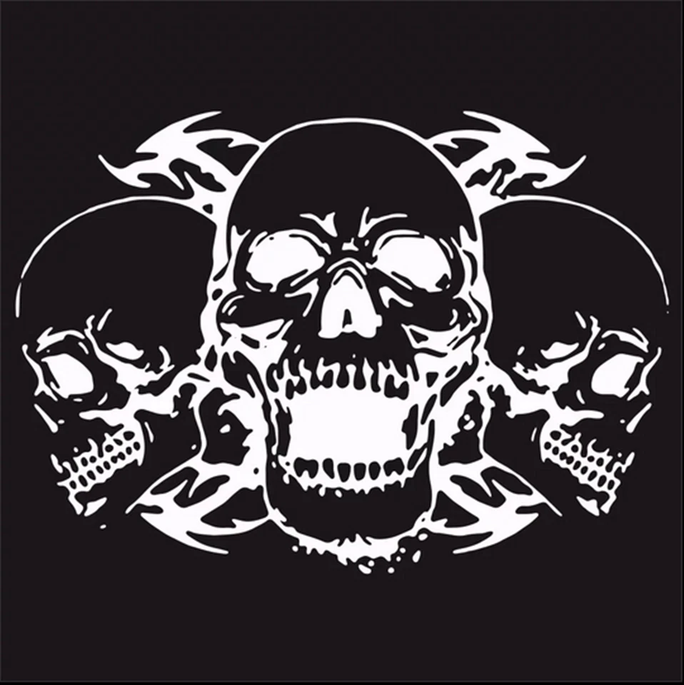 Custom Triple Skull Decal Sticker Car Truck Vehicle Bumper Window Vinyl Vehicle - Изображение 2 из 4