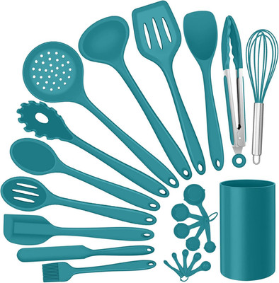 Silicone Kitchen Utensils Set,  23 Pcs Blue Cooking Utensils Tools with Holder f