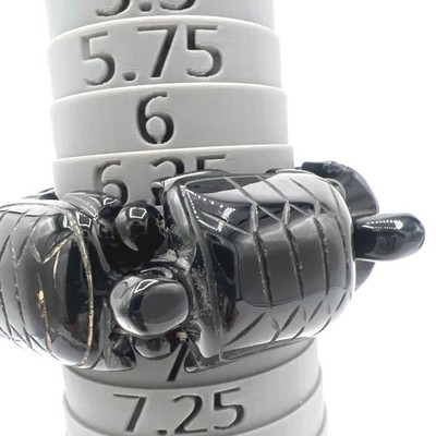 Vintage Turtle Sretch Bracelet Black 5 Link Glass Resin Composite Damaged READ