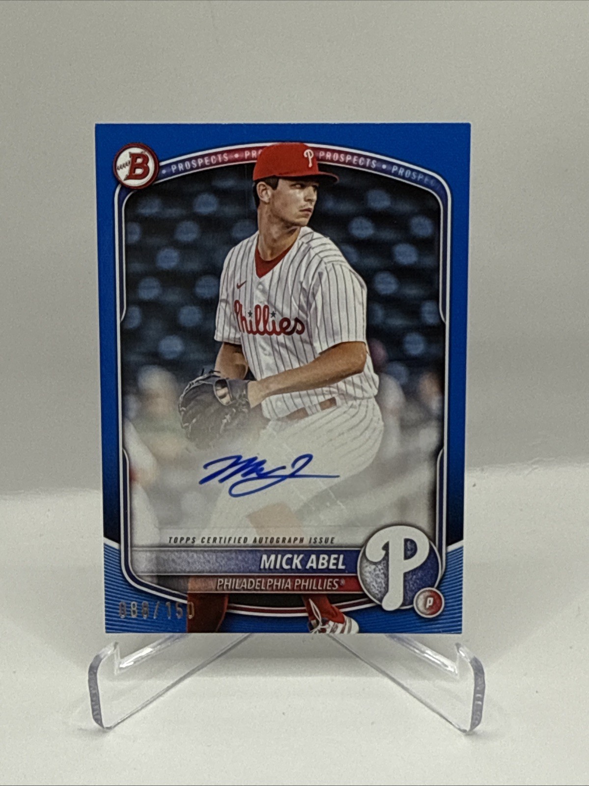 2025 Bowman Mick Abel AUTO: Blue Paper /150 Phillies #BPA-MA Autograph