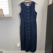Reformation 10 Roswell Denim Midi Dress Organic Cotton Fitted Business Casual
