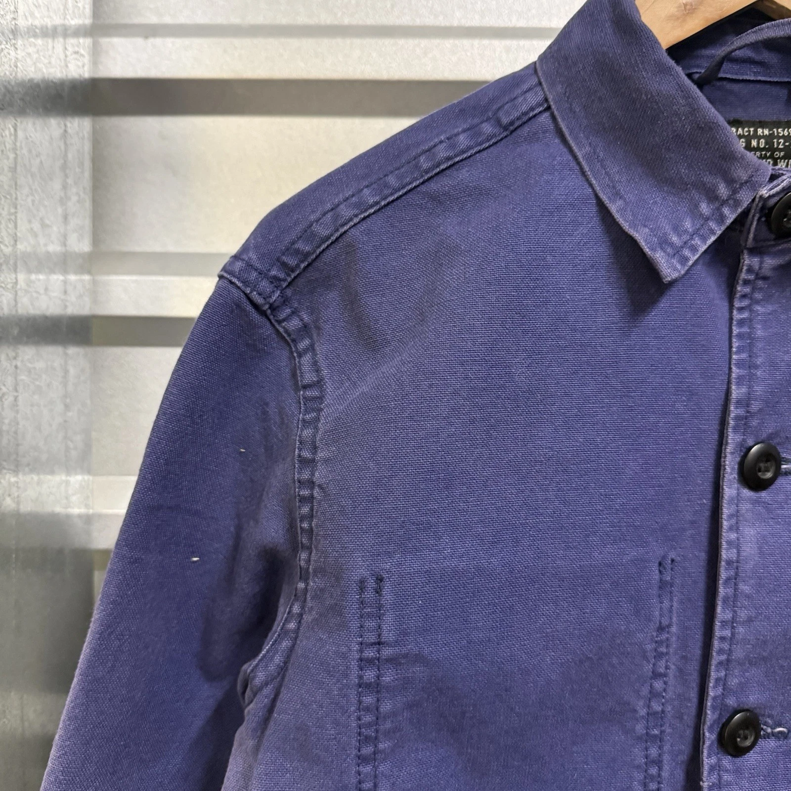 Imogene + Willie Jack Jacket French Blue Cotton Canvas Chore Coat Men’s XS USA - product detail image 5