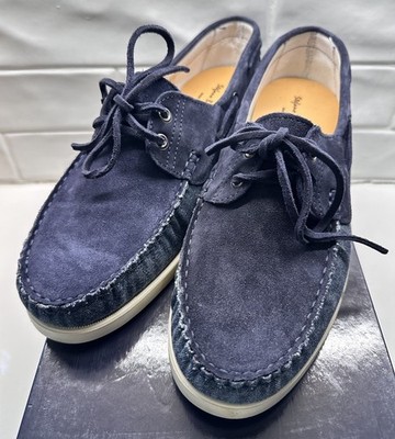 NEW Stefano Bonfiglioli Mens Suede Leather Loafer Boat Shoes Blue Size 44 US 11