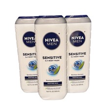 Nivea Men Sensitive 3in1 Body Wash, Bamboo Extract, 16.9 fl oz Pack of 3