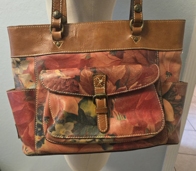 Patricia Nash leather Bolsena shoulder tote bag brown red spring