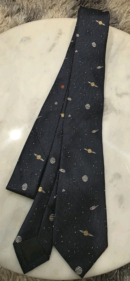 CREWCUTS Outerpace Planets Niño Vestido Corbata Seda Azul Marino 42" Talla 2-7 Foto 2 de 4