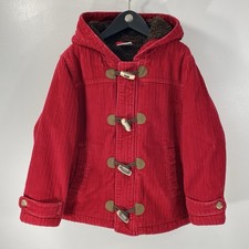 Hanna Andersson Red Hooded Corduroy Sherpa Lined Zip Toggle Winter Coat 120 6 7