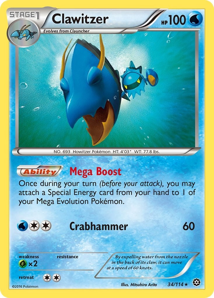Pokemon Clawitzer Rare 34/114 XY - Steam Siege NM