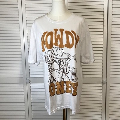 Take That Retro Glitter  Howdy Honey  Western Cowgirl Graphic White T-shirt 2X