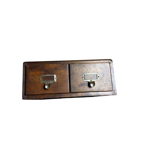 VTG Industrial Library Librarian Card Catalog 2 Drawer Oak File Cabinet Old - Picture 8 of 8