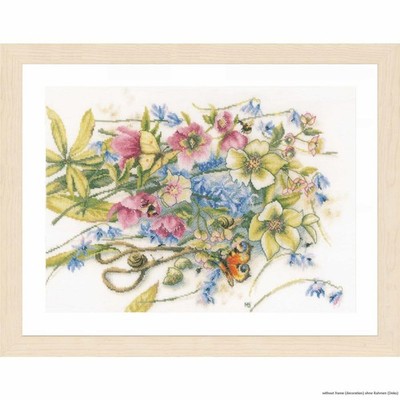 Lanarte cross stitch kit ''Meeting around helleborus'', counted, DIY