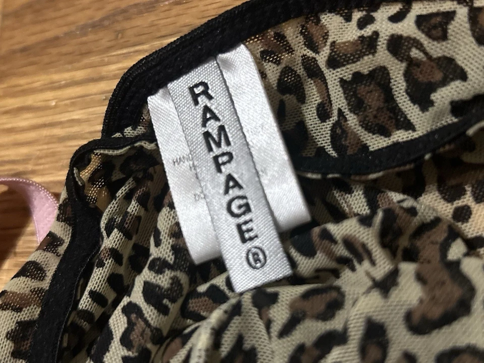  Estampado de Leopardo Rampage, Detalle Rosa Babydoll Malla Y2K, DE COLECCIÓN, Cami Tank, Grande Foto 3 de 4