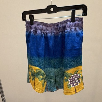 Eric Emanuel EE Basic Mesh Shorts Palm Tree Sunset Miami Print Men s M Rare SS20