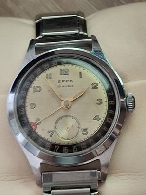 1950's EPPA By EPPLER POINTER DATE 34mm SS Cal OTERO 26 17J SUPERSHOCK SERVICED