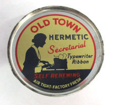 VINTAGE ADVERTISING OLD TOWN BRAND  TYPEWRITER RIBBON NOS  TIN  1306 thumbnail