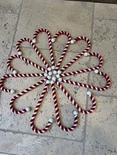 4 Candy Cane Christmas Stocking Holders EUC velvet