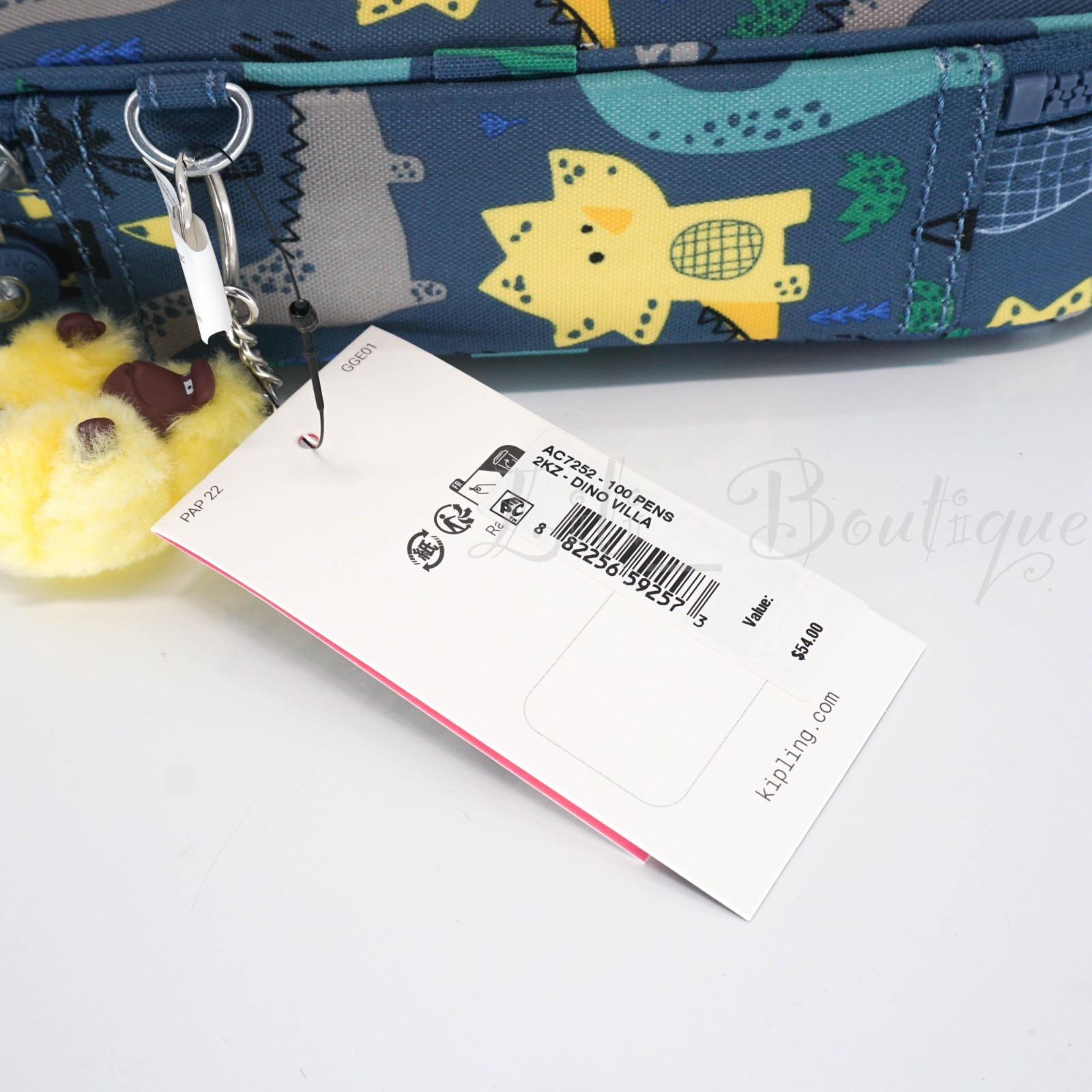 Kipling 100 Pens Case Pencil Accessory Polyester AC7252 Dino Villa Multi NWT $54