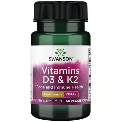 Vitamins D3 2000 IU & K2 75 mcg 60 vcaps Swanson
