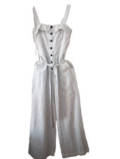 1. State Wide Cropped Leg Jumpsuit White with Gray Stripes One Piece Size 2