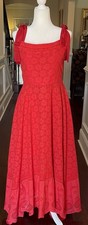 Alice + Olivia Tie Strap Red Eyelet Cotton Maxi Sun Dress NWT 12 $795