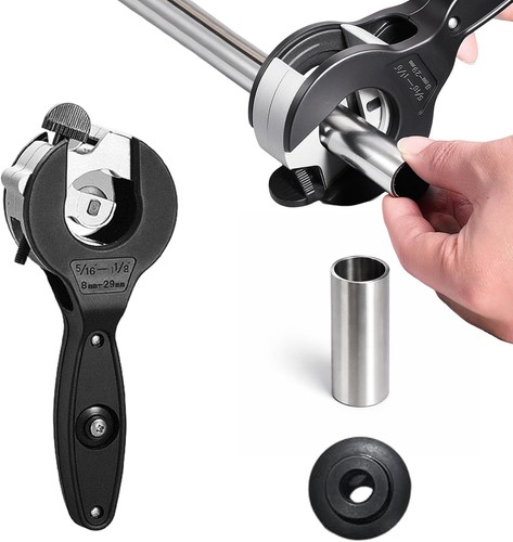 Ratchet Pipe Cutter, 2-in-1 Ratcheting Pipe Cutter Tool (5/16“–1-1/8” (8–29mm))