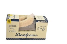 Dearfoams Clog Slippers Shoes Womens Size 6 Gray Knit Faux Fur Memory Foam