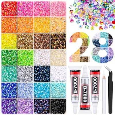 36000Pcs Jelly Rhinestones X-Large Pack + 3Pcs Glue Jelly Multicolored 3mm