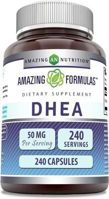 Amazing Formulas DHEA 50mg Per Serving 240 Capsules Supplement | Non-GMO | Glute