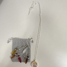 Silver Tone Cable Chain Necklace Round Bezel ...