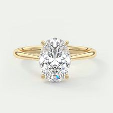 Women Wedding Ring Oval Diamond Lab Grown 2 Carat IGI Certified 18k Yellow Gold