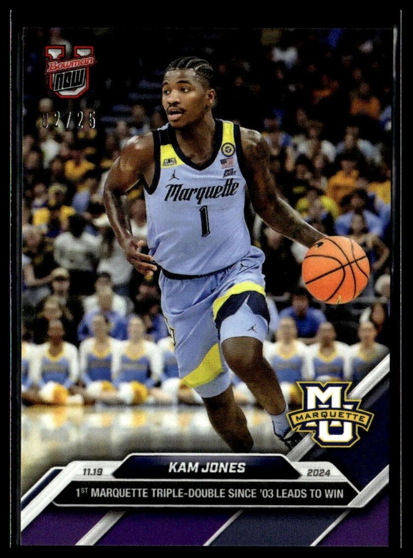 2024-25 Topps Bowman U Now 14 Kam Jones Marquette Golden Eagles 1st Purple 02/25